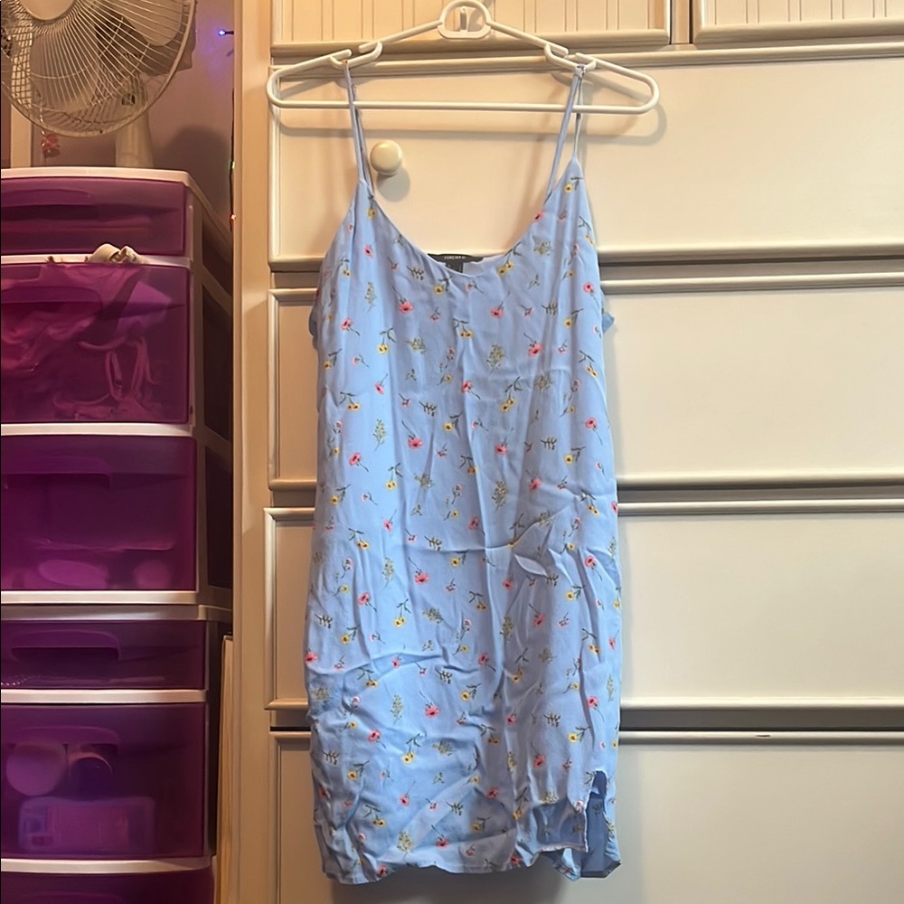 Floral Blue Sleeveless Dress